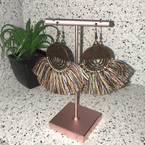 Colorful Dangling Round Tassel Earrings